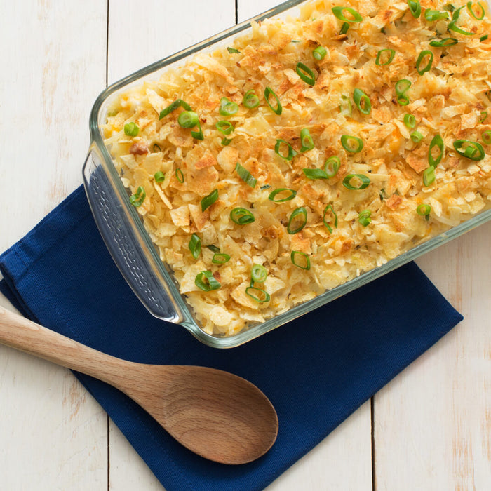 Potato Chip Crusted Hashbrown Casserole